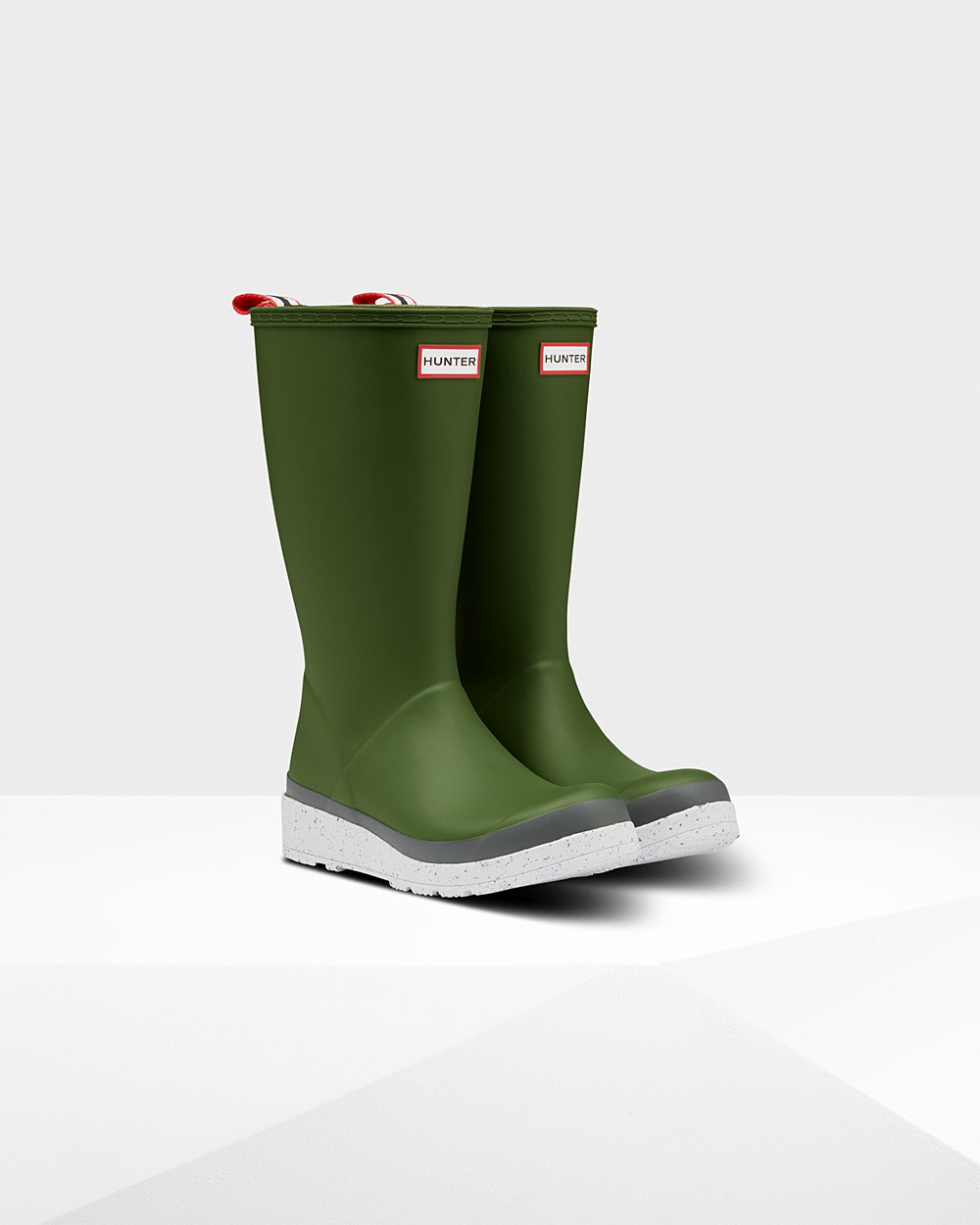 Play Botas Hunter Mujer - Original Tall Speckle Rain - Verdes/Blancos - QADGCBF-10